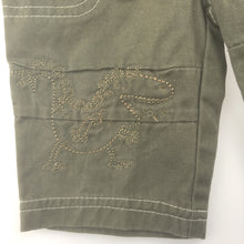 Load image into Gallery viewer, Boys Target, khaki cotton pants, embroidered dinosaur, EUC, size 000
