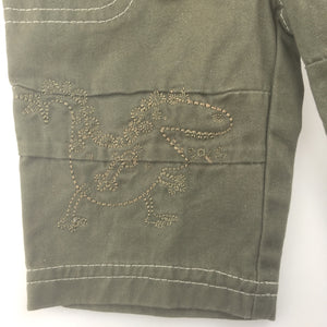 Boys Target, khaki cotton pants, embroidered dinosaur, EUC, size 000