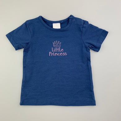 Girls Target, blue organic cotton t-shirt / top, princess, GUC, size 00