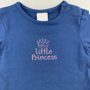 Girls Target, blue organic cotton t-shirt / top, princess, GUC, size 00