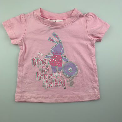 Girls Tiny Little Wonders, pink cotton pyjama top / t-shirt, GUC, size 00