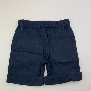 Boys H+T, navy lightweight cotton shorts, elasticated, EUC, size 1