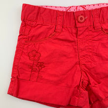 Load image into Gallery viewer, Girls Pumpkin Patch, red lightweight cotton shorts, adjustable, GUC, size 000