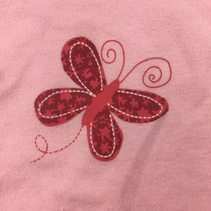 Girls Pumpkin Patch, pink cotton singletsuit / bodysuit, butterfly, GUC, size 0