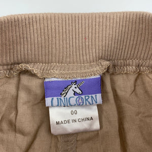 Girls Unicorn, beige lightweight cotton cargo pants, elasticated, GUC, size 00