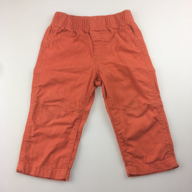 Boys Carter's, orange cotton pants, elasticated waist, FUC, size 0-1