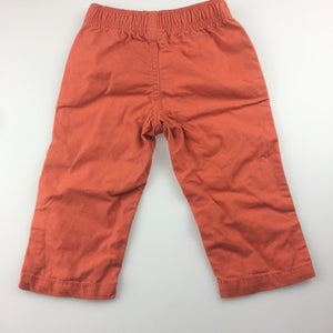 Boys Carter's, orange cotton pants, elasticated waist, FUC, size 0-1