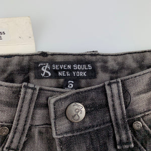 Unisex 7 Souls, trendy New York slim fit jeans, paint distressed, W: 54cm, Inside leg: 47cm, NEW, size 6