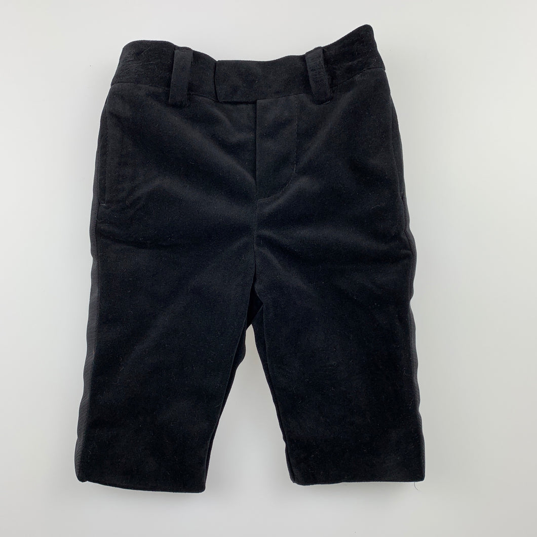 Boys Ralph Lauren, black velvet formal pants, elasticated, never worn , EUC, size 3 months