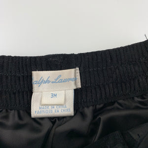 Boys Ralph Lauren, black velvet formal pants, elasticated, never worn , EUC, size 3 months