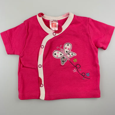 Girls Carter's, pink cotton t-shirt / top, butterfly, GUC, size 6 months