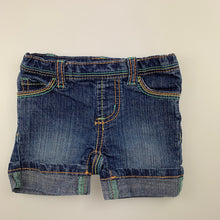 Load image into Gallery viewer, Girls Pumpkin Patch, cute blue stretch denim shorts, adjustable, GUC, size 000