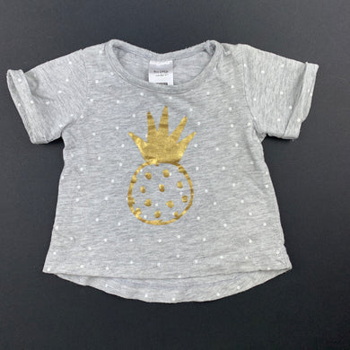 Girls Tiny Little Wonders, grey cotton t-shirt / top, pineapple, GUC, size 0000