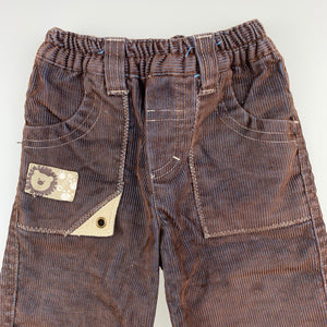 Boys Sprout, brown / blue corduroy pants, elasticated, EUC, size 00