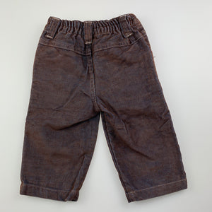 Boys Sprout, brown / blue corduroy pants, elasticated, EUC, size 00