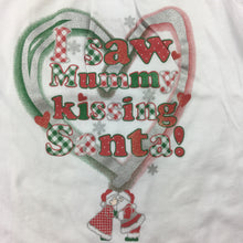 Load image into Gallery viewer, Girls Tiny Little Wonders, white cotton t-shirt / top, mummy kissing Santa, NEW, size 0