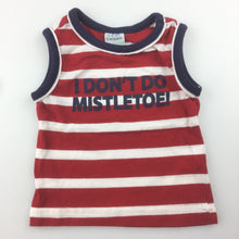 Load image into Gallery viewer, Boys Hundreds + Thousands, red stripe cotton singlet / sleeveless t-shirt, misletoe, GUC, size 0000
