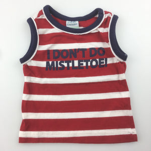 Boys Hundreds + Thousands, red stripe cotton singlet / sleeveless t-shirt, misletoe, GUC, size 0000