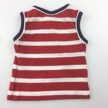Load image into Gallery viewer, Boys Hundreds + Thousands, red stripe cotton singlet / sleeveless t-shirt, misletoe, GUC, size 0000