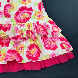 Girls Kids Stuff, bright floral lightweight cotton party dress, GUC, size 1