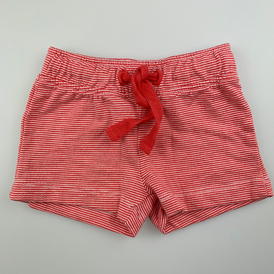 Unisex Target, red & white stripe soft cotton shorts, EUC, size 0000