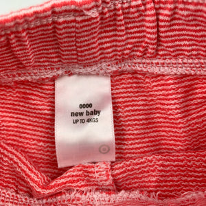Unisex Target, red & white stripe soft cotton shorts, EUC, size 0000