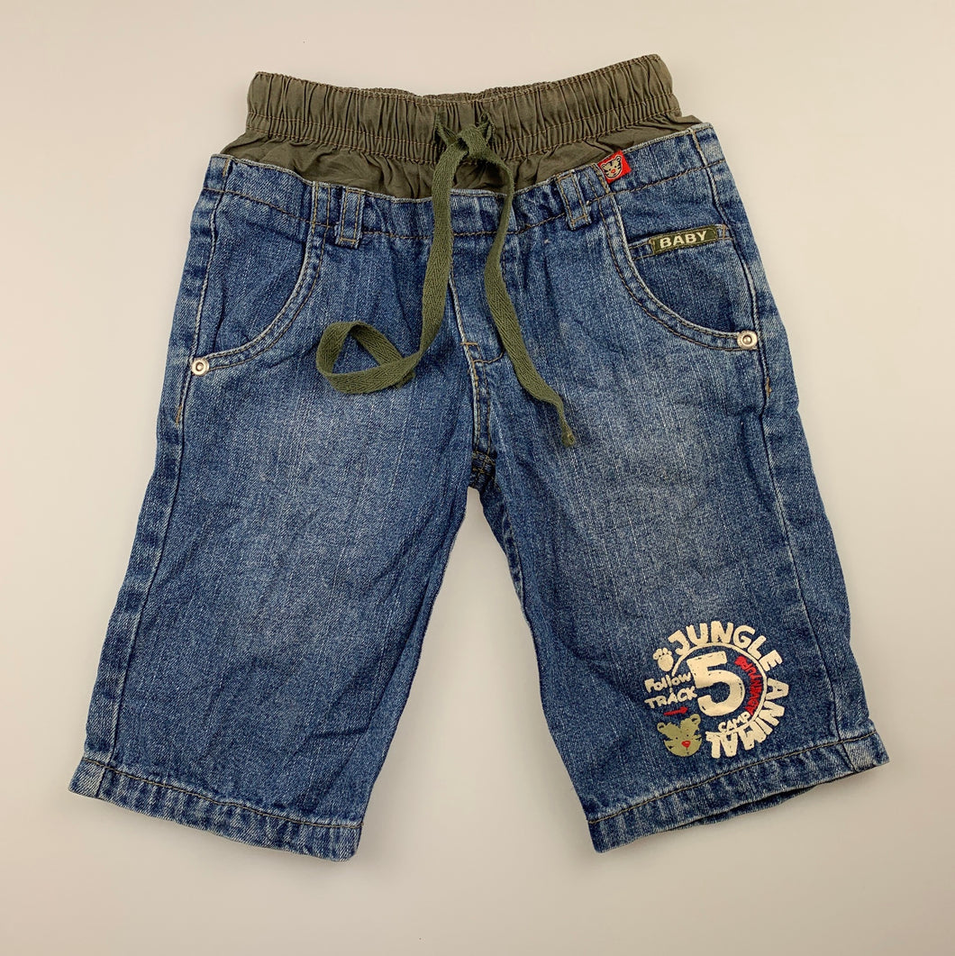 Boys Topolino, blue denim pants, elasticated, GUC, size 00