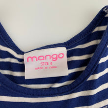 Load image into Gallery viewer, Girls Mango, blue &amp; white stripe soft stretchy party dress, EUC, size 4