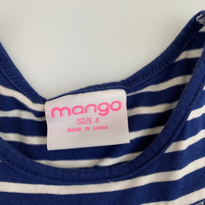 Girls Mango, blue & white stripe soft stretchy party dress, EUC, size 4