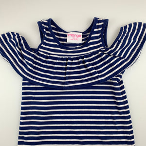 Girls Mango, blue & white stripe soft stretchy party dress, EUC, size 4