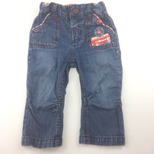 Load image into Gallery viewer, Girls Mother Care, blue denim jeans, adjustable waist, 9-12 months, GUC, size 0