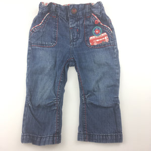 Girls Mother Care, blue denim jeans, adjustable waist, 9-12 months, GUC, size 0