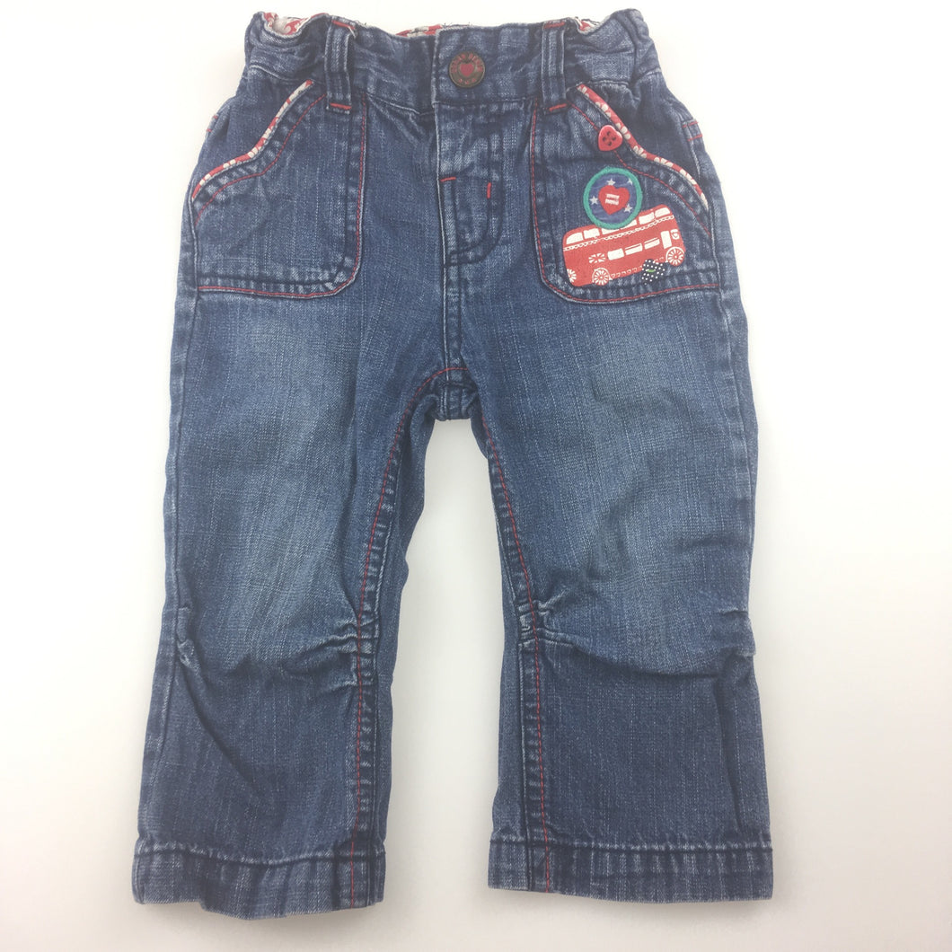 Girls Mother Care, blue denim jeans, adjustable waist, 9-12 months, GUC, size 0