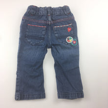 Load image into Gallery viewer, Girls Mother Care, blue denim jeans, adjustable waist, 9-12 months, GUC, size 0