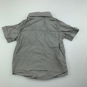 Boys Tiny Little Wonders, grey cotton short sleeve shirt, GUC, size 0