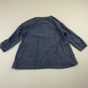 Girls Target, blue denim tunic top, birds, GUC, size 1