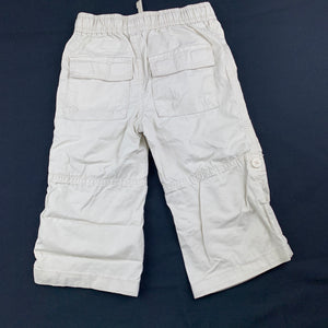 Unisex The Place, beige cotton casual pants, elasticated, EUC, size 1-2