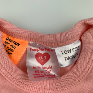 Girls Pumpkin Patch, pink soft cotton bodysuit / romper, butterfly, GUC, size 000