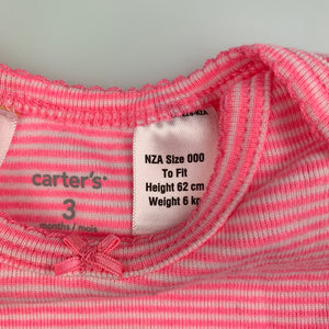 Girls Carter's, pink & white soft stretchy bodysuit / romper, EUC, size 000