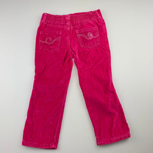 Girls OP, pink velour pants, elasticated, Inside leg: 34cm, GUC, size 3