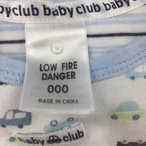 Boys Baby Club, short sleeve bodysuit / romper, cars, GUC, size 000