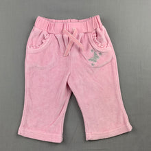 Load image into Gallery viewer, Girls Tiny Little Wonders, pink soft feel velour pants / bottoms, EUC, size 00