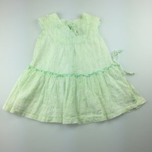 Girls Fred Bare, lightweight green cotton summer / party dress, GUC, size 1