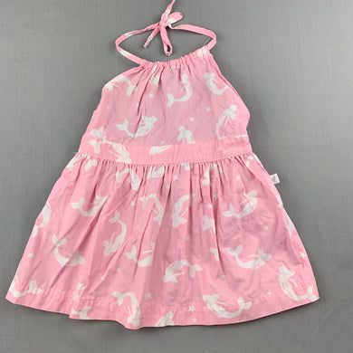Girls Fred Bare, pink lightweight cotton halter-neck dress, mermaids, GUC, size 00