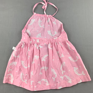 Girls Fred Bare, pink lightweight cotton halter-neck dress, mermaids, GUC, size 00