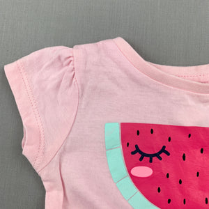 Girls Dymples, pink lightweight cotton t-shirt / top, watermelon, EUC, size 000