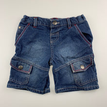 Load image into Gallery viewer, Boys H&amp;T, blue denim cargo jean shorts, adjustable, GUC, size 2