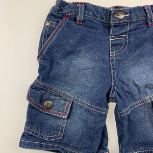 Boys H&T, blue denim cargo jean shorts, adjustable, GUC, size 2
