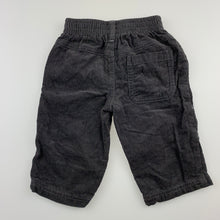 Load image into Gallery viewer, Boys Target, grey cotton corduroy pants, elasticated, EUC, size 00