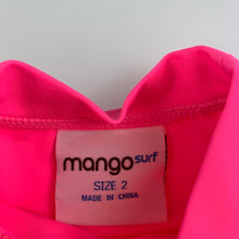 Load image into Gallery viewer, Girls Mango, pink short sleeve rashie / swim top, flamingos, EUC, size 2